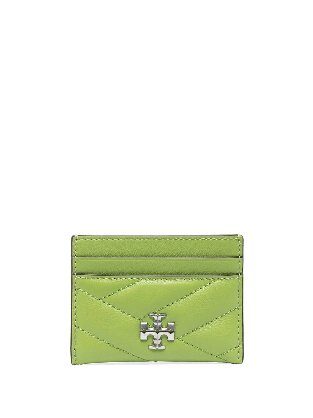 

Tory Burch tarjetero capitonado con placa del logo - Verde