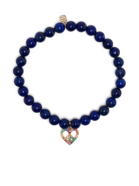 Sydney Evan 14kt yellow gold Peace Heart multi-stone bracelet