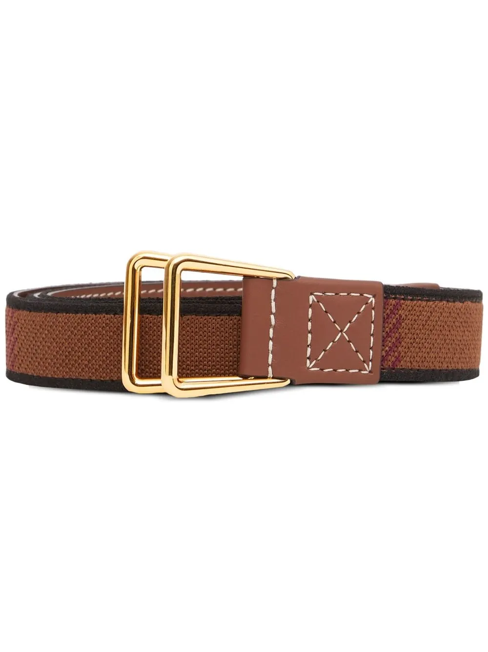 

Burberry Exaggerated Check leather belt - Brown