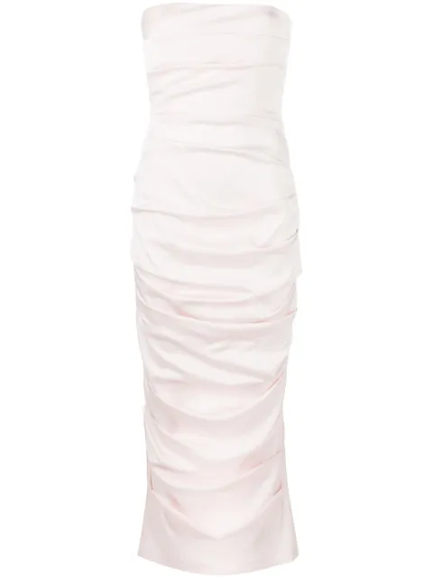 Alex Perry Ace pleated strapless midi dress