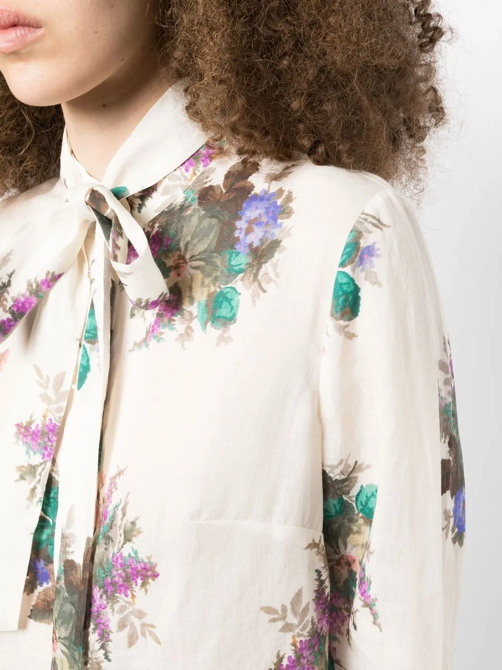 ZIMMERMANN floralprint tieneck Blouse Farfetch