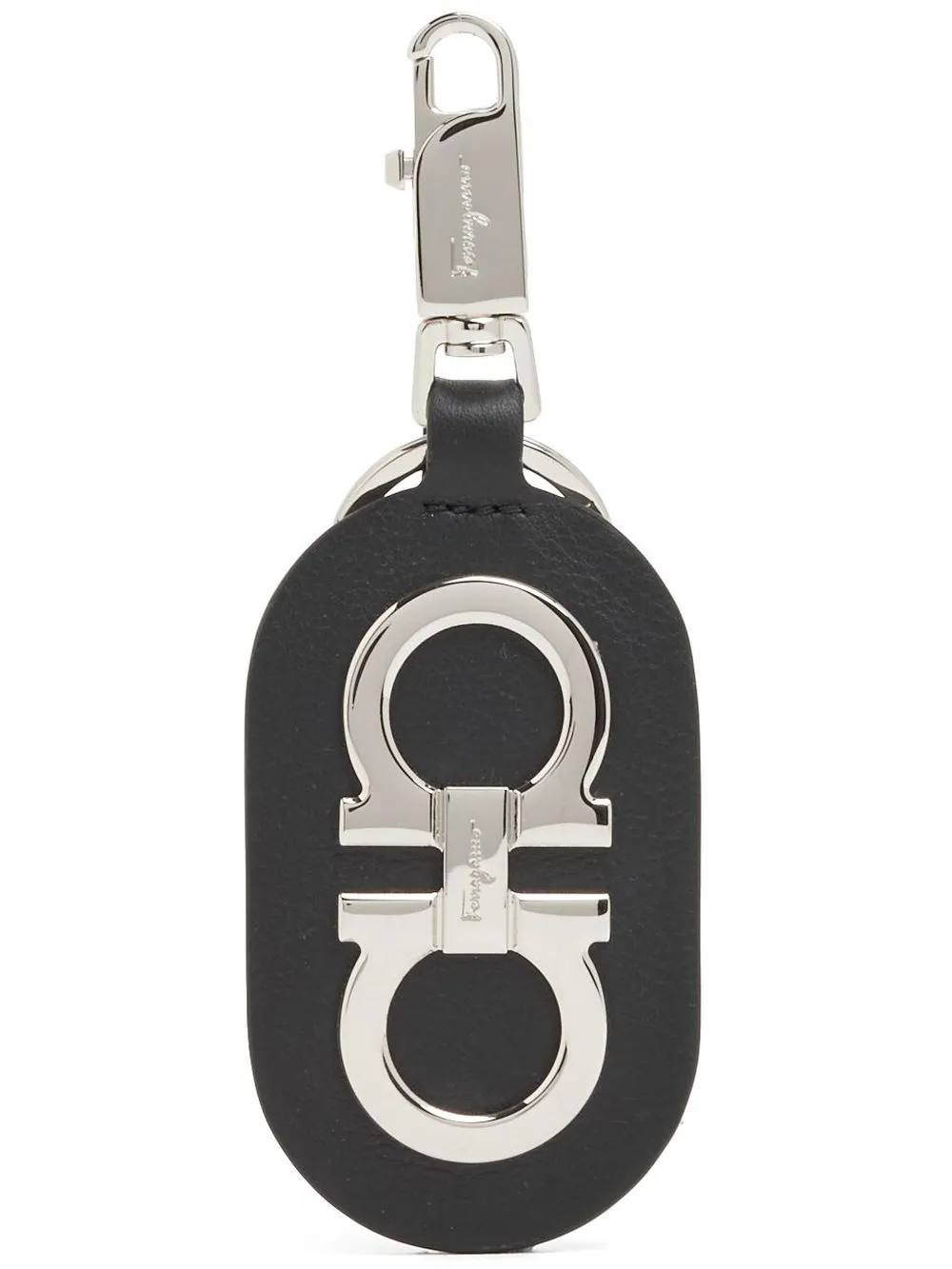 

Ferragamo logo-plaque leather keyring - Black