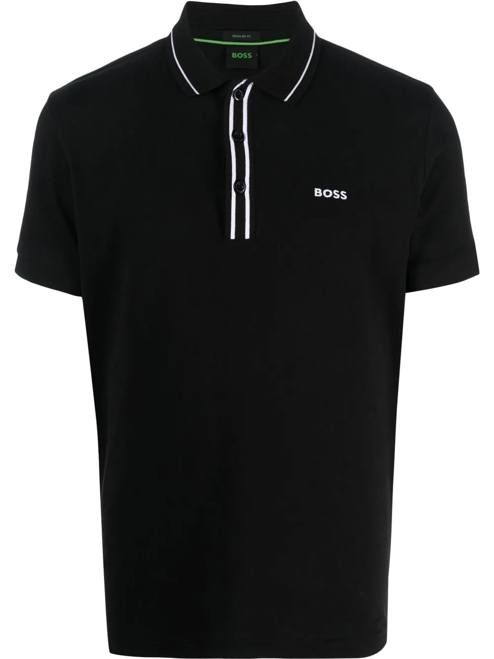 

BOSS playera tipo polo con logo bordado - Negro