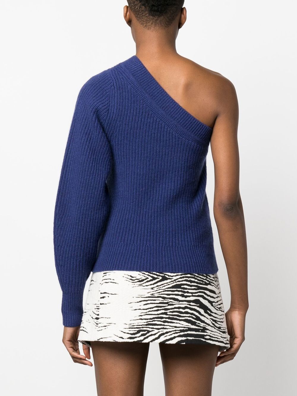 Shop Isabel Marant One-shoulder Ribbed-knit Jumper In Blau