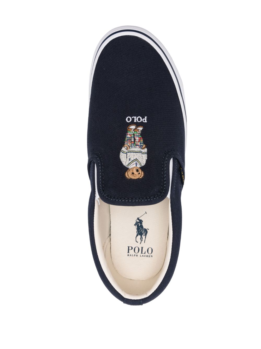 Shop Polo Ralph Lauren Embroidered-design Slip-on Loafers In Blue