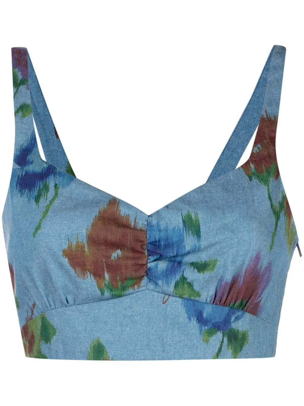 

Boutique Moschino top corto con cuello en V - Azul