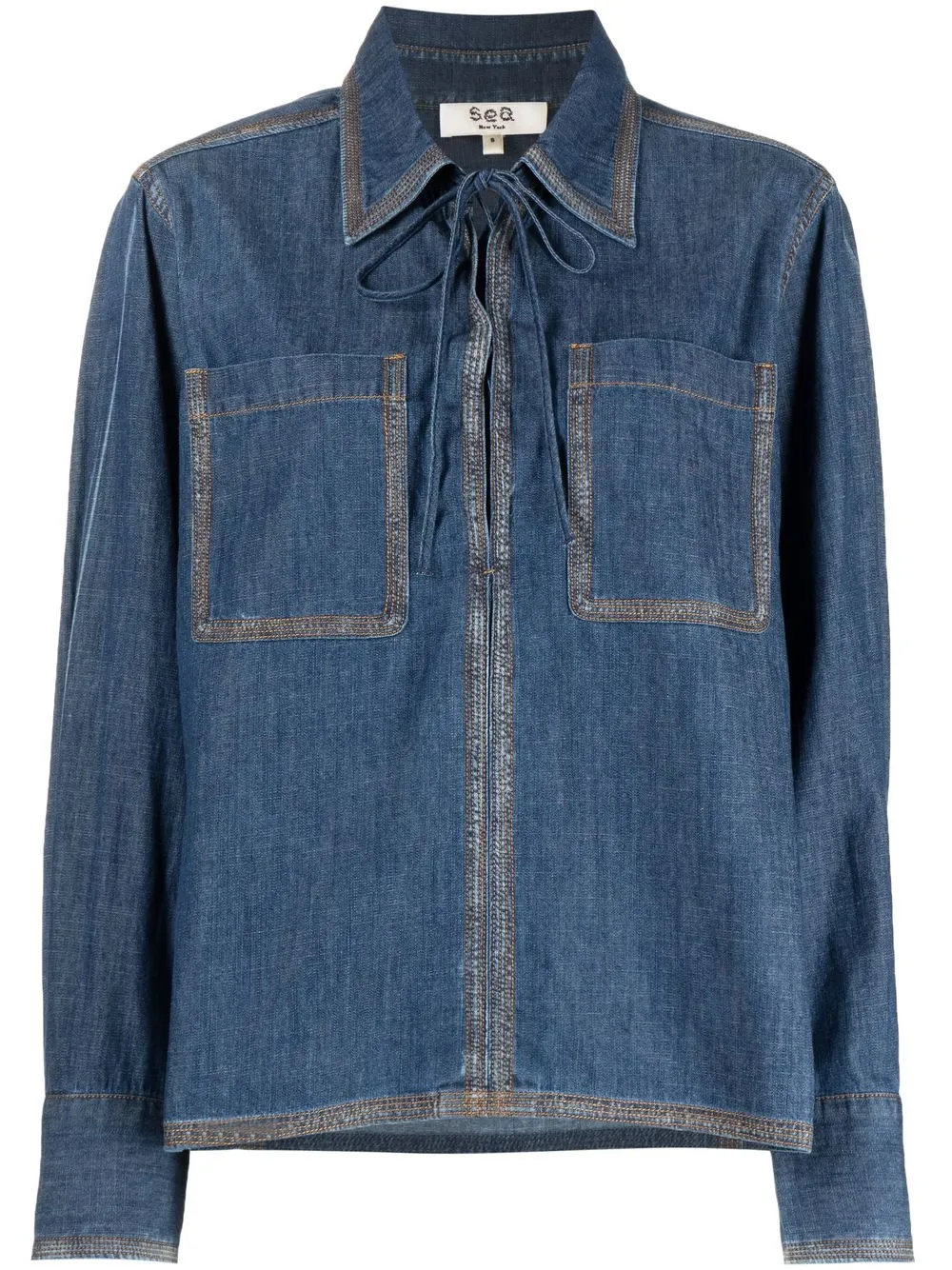 

Sea lace-up denim shirt - Blue