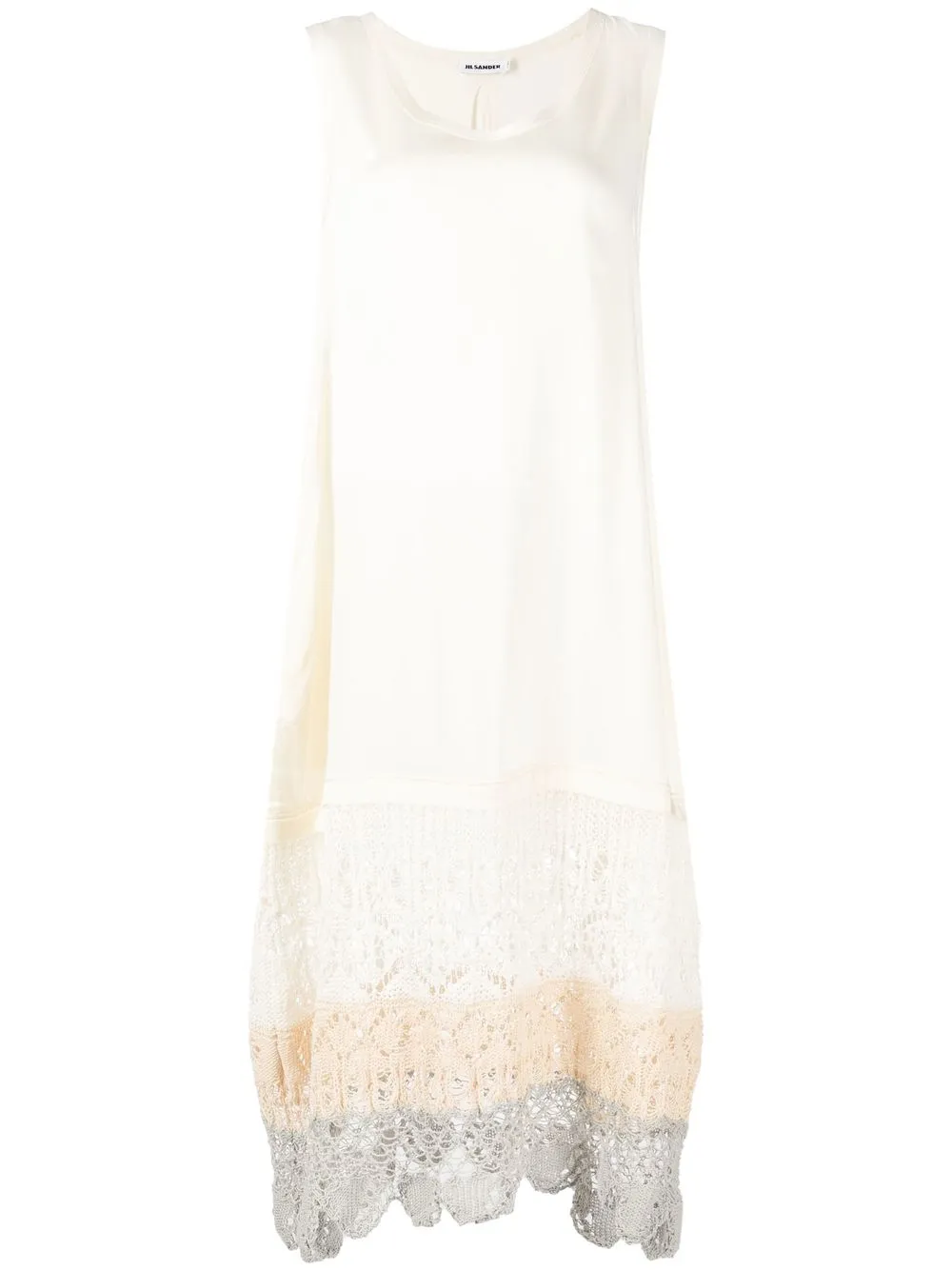 

Jil Sander vestido con dobladillo de crochet - Blanco