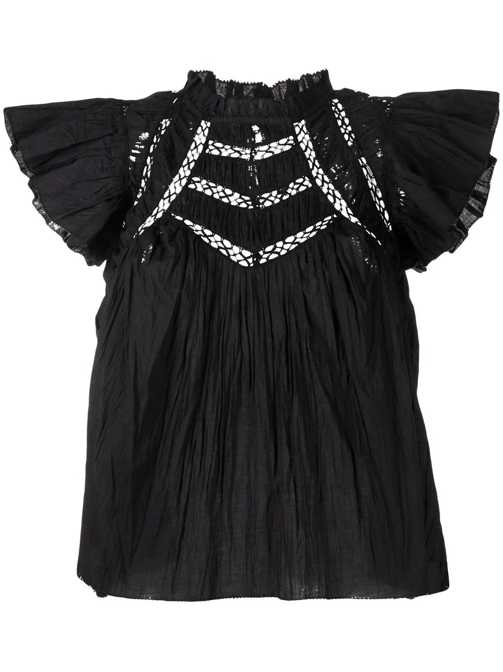 

Sea Paco pleated lace-insert blouse - Black