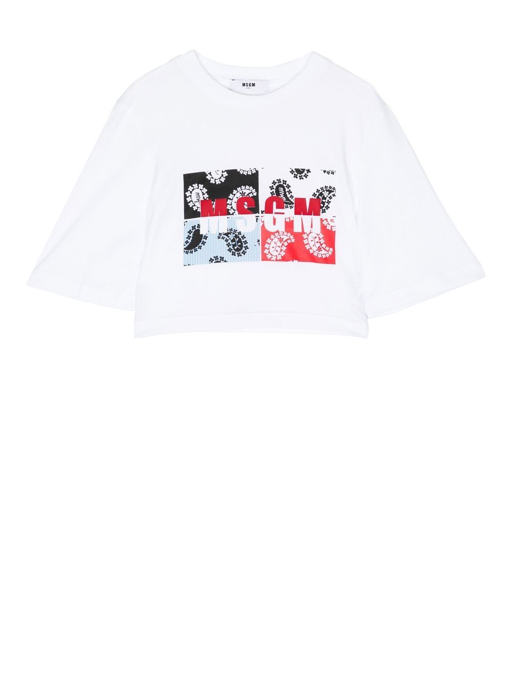 

MSGM logo-print cropped T-shirt - White