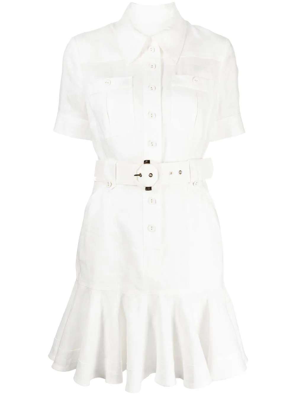 

ZIMMERMANN Tiggy belted ruffled shirtdress - White