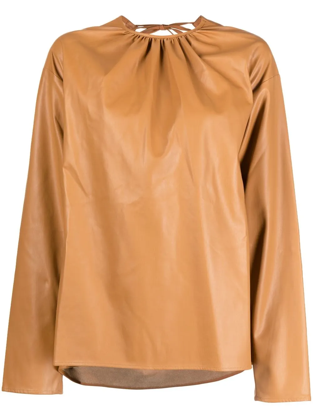 

We11done faux-leather long-sleeved top - Brown