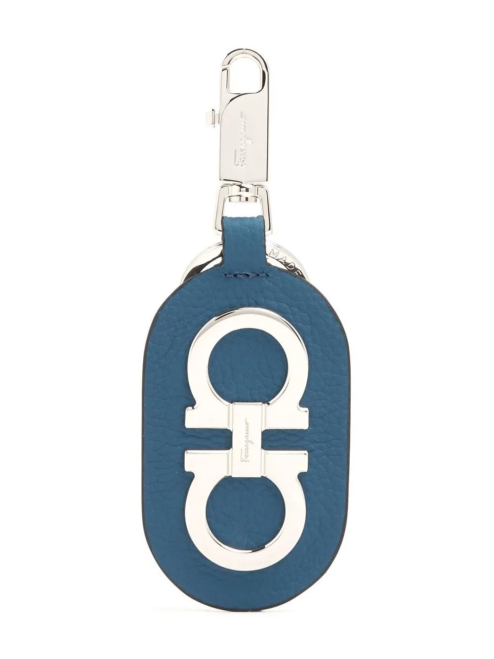 

Ferragamo logo-plaque leather keyring - Blue