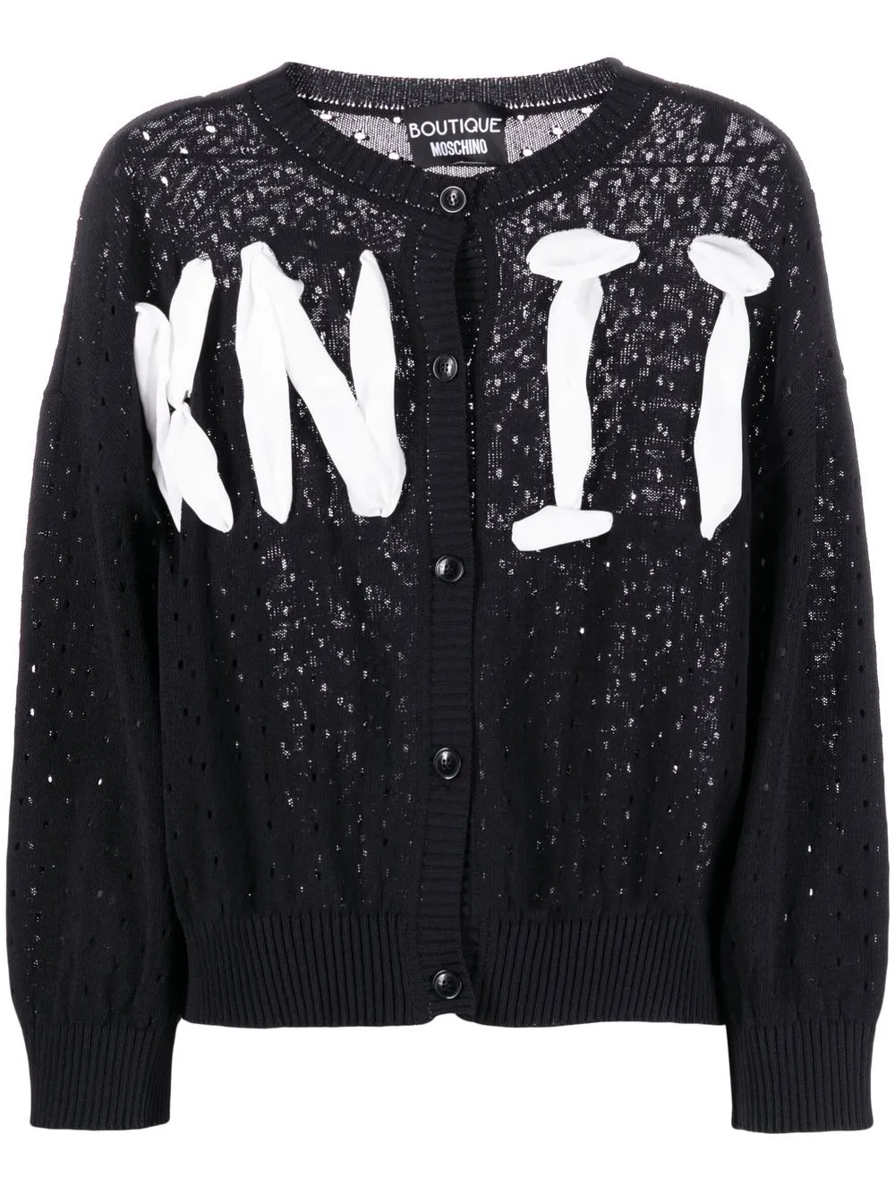 

Boutique Moschino intarsia-knit button-front cardigan - Black