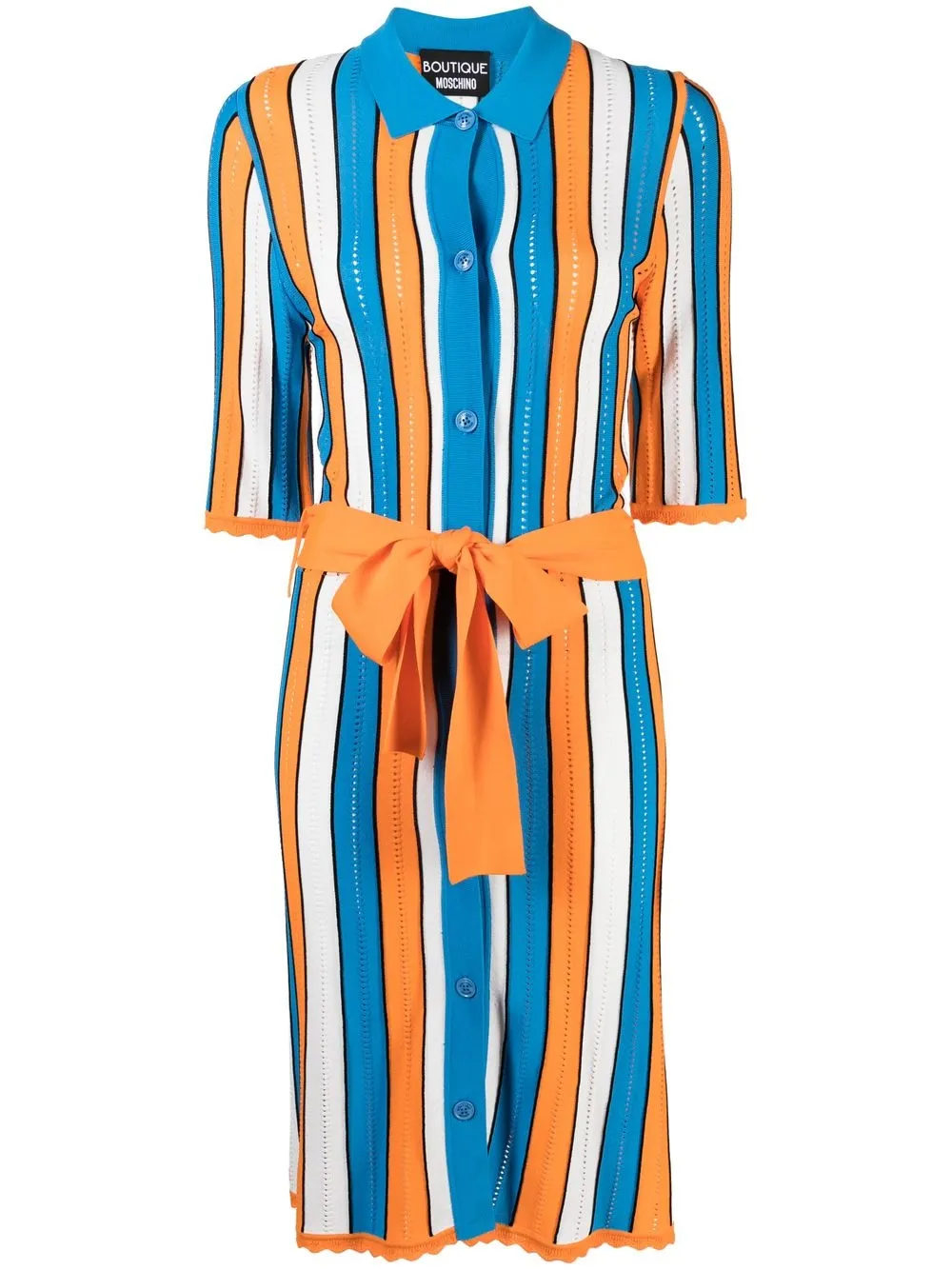 

Boutique Moschino striped pointelle-knit shirtdress - Blue