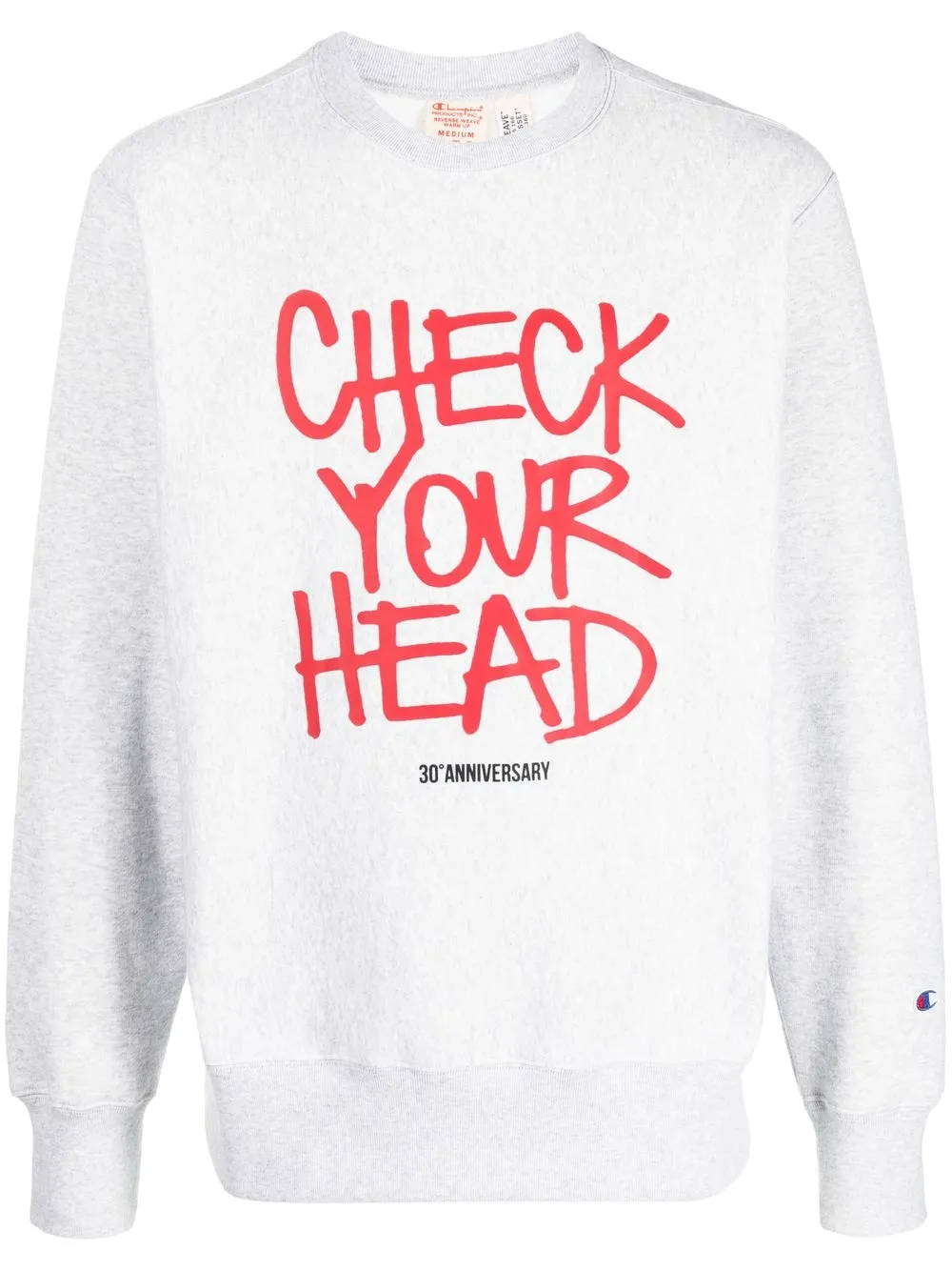 

Champion slogan-print crew-neck jumper - Grey