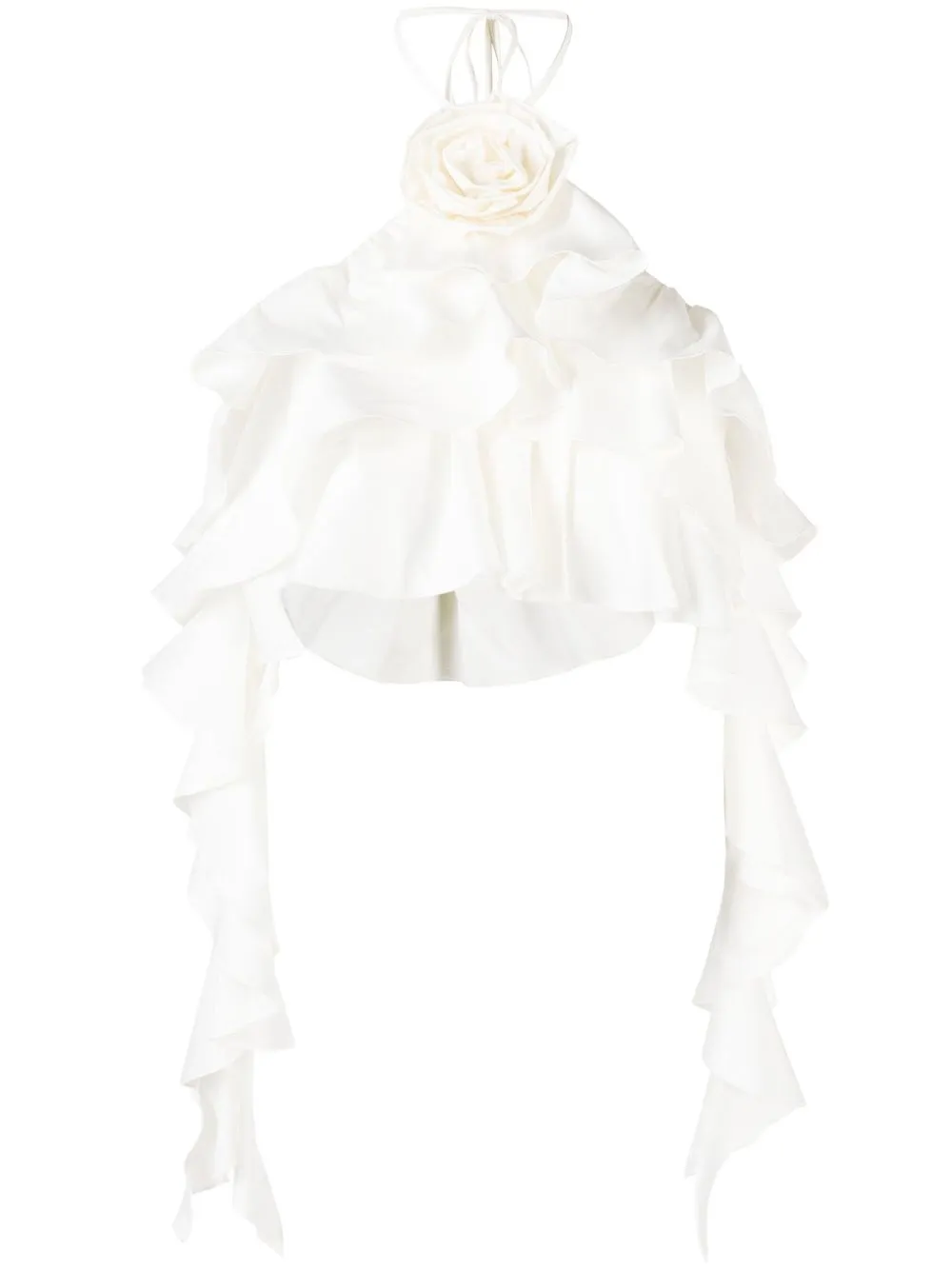 

Blumarine ruffle-detail halterneck crop top - Neutrals