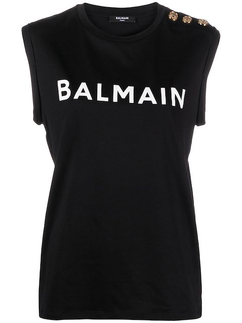 Balmain Top mit Logo-Print