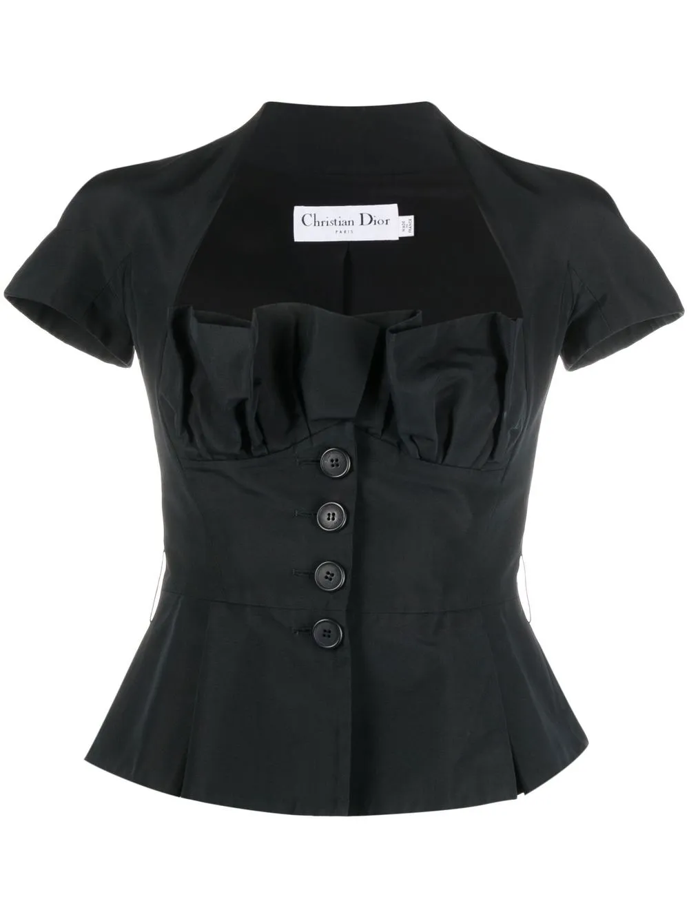 

Christian Dior 2010 pre-owned ruffle-detailing short-sleeved top - Black