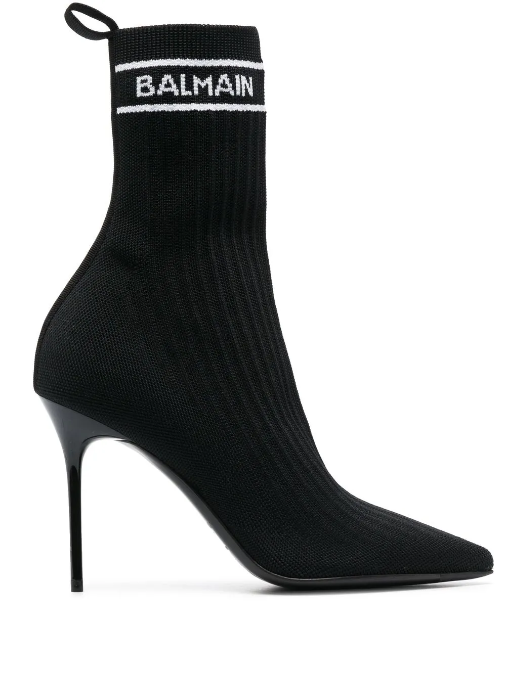 

Balmain 100mm intarsia-knit logo boots - Black