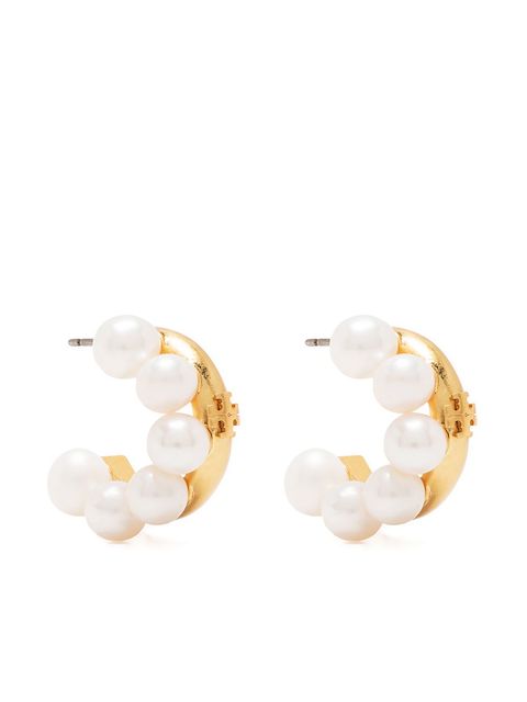 Tory Burch pearl-detail hoop earrings