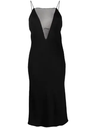 Stella McCartney Compact Silk Crepe Midi Dress | Black | FARFETCH AO