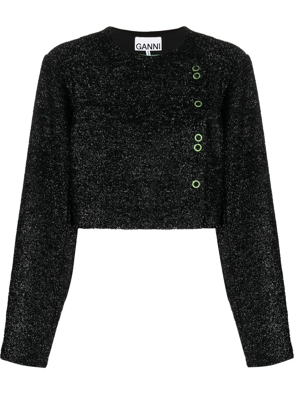 

GANNI button-up cropped jacket - Black