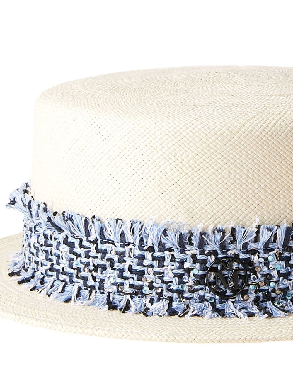 Shop Maison Michel Auguste Straw Canotier Hat In Neutrals