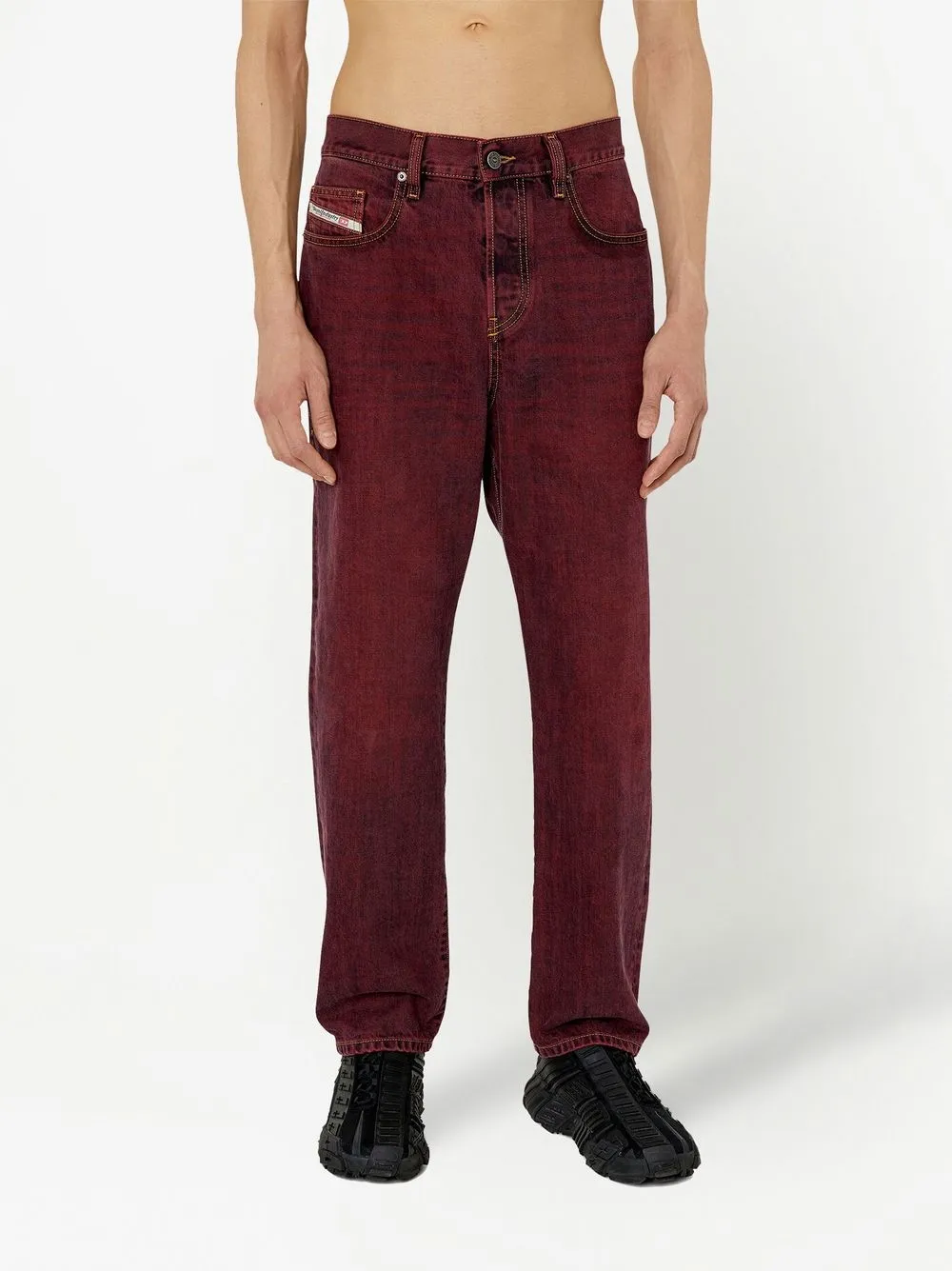Diesel High-waisted Straight-leg Jeans In Red