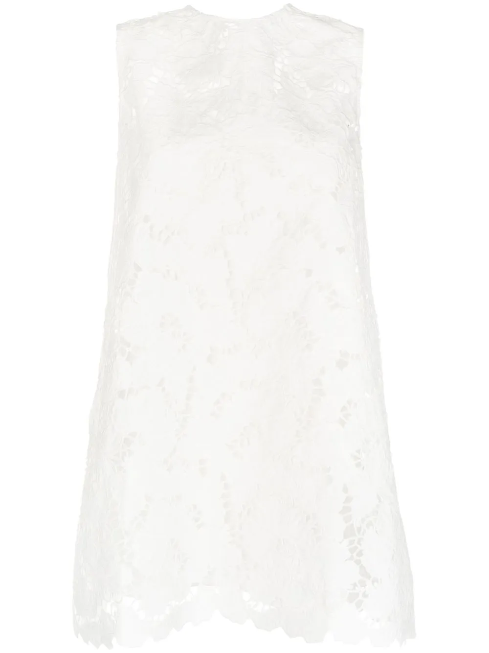 

Self-Portrait floral-lace detail shift dress - White