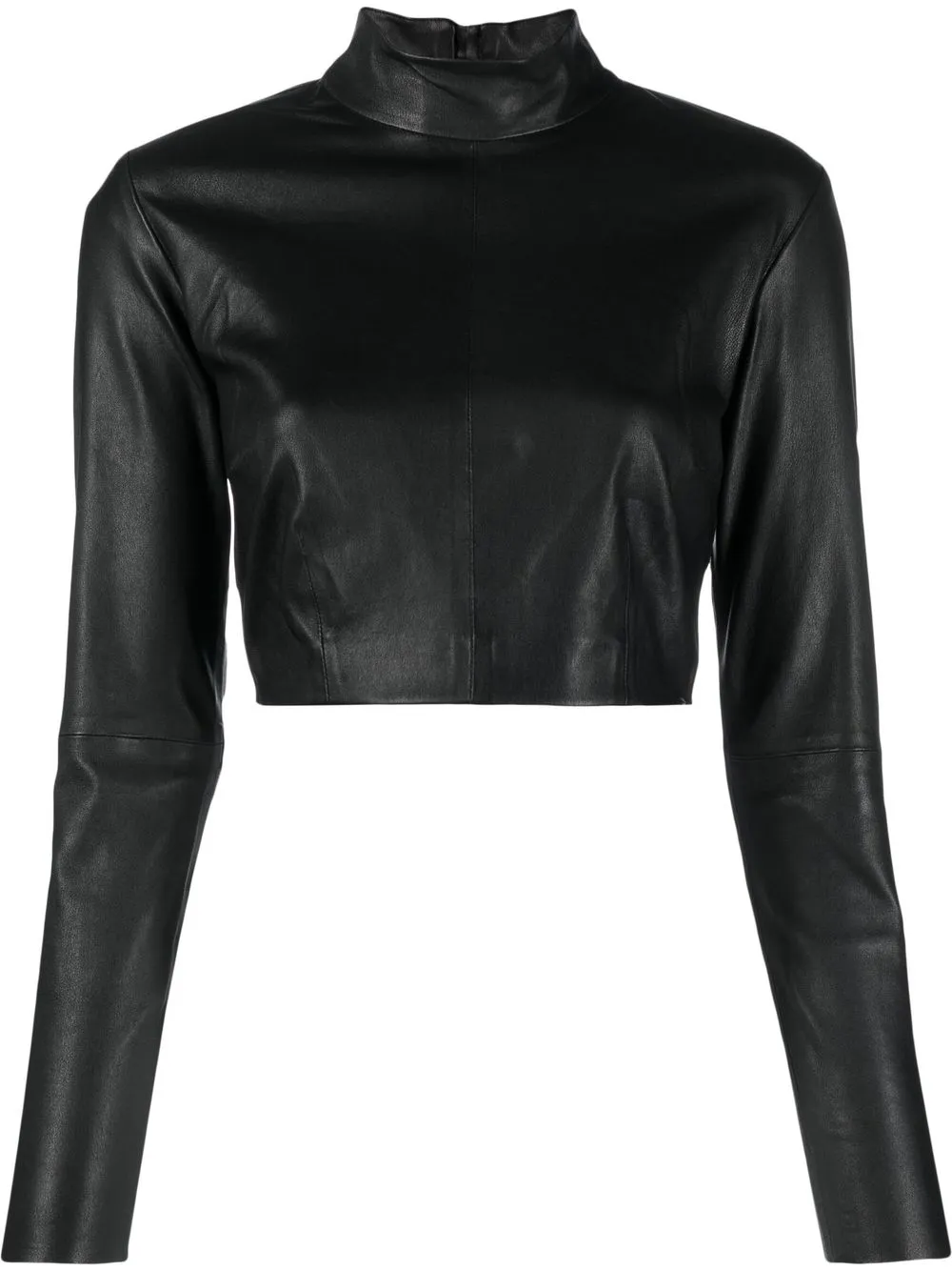 

YOUNG POETS high-neck leather crop top - Black