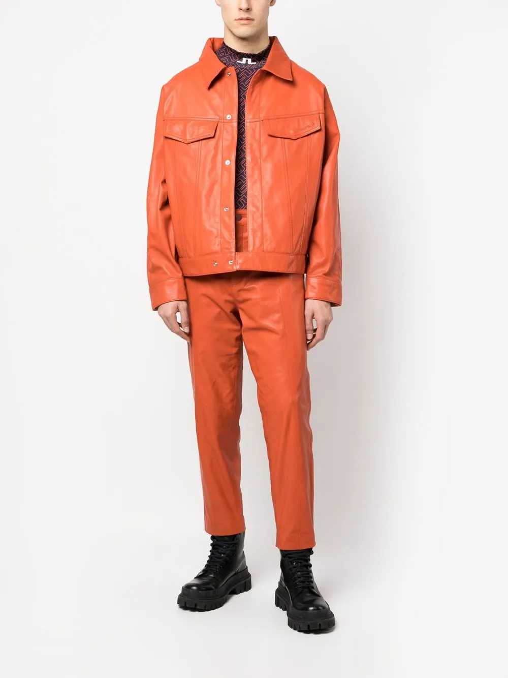 YOUNG POETS Shirtjack van geitenleer - Oranje