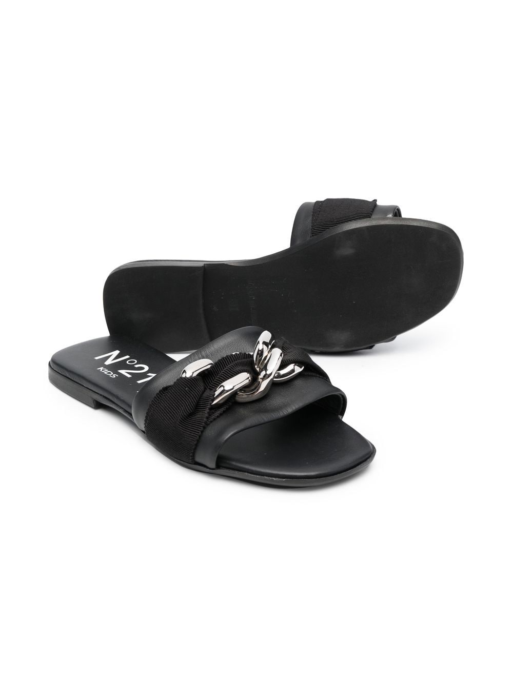 Shop N°21 Chain-link Detail Sandals In Black
