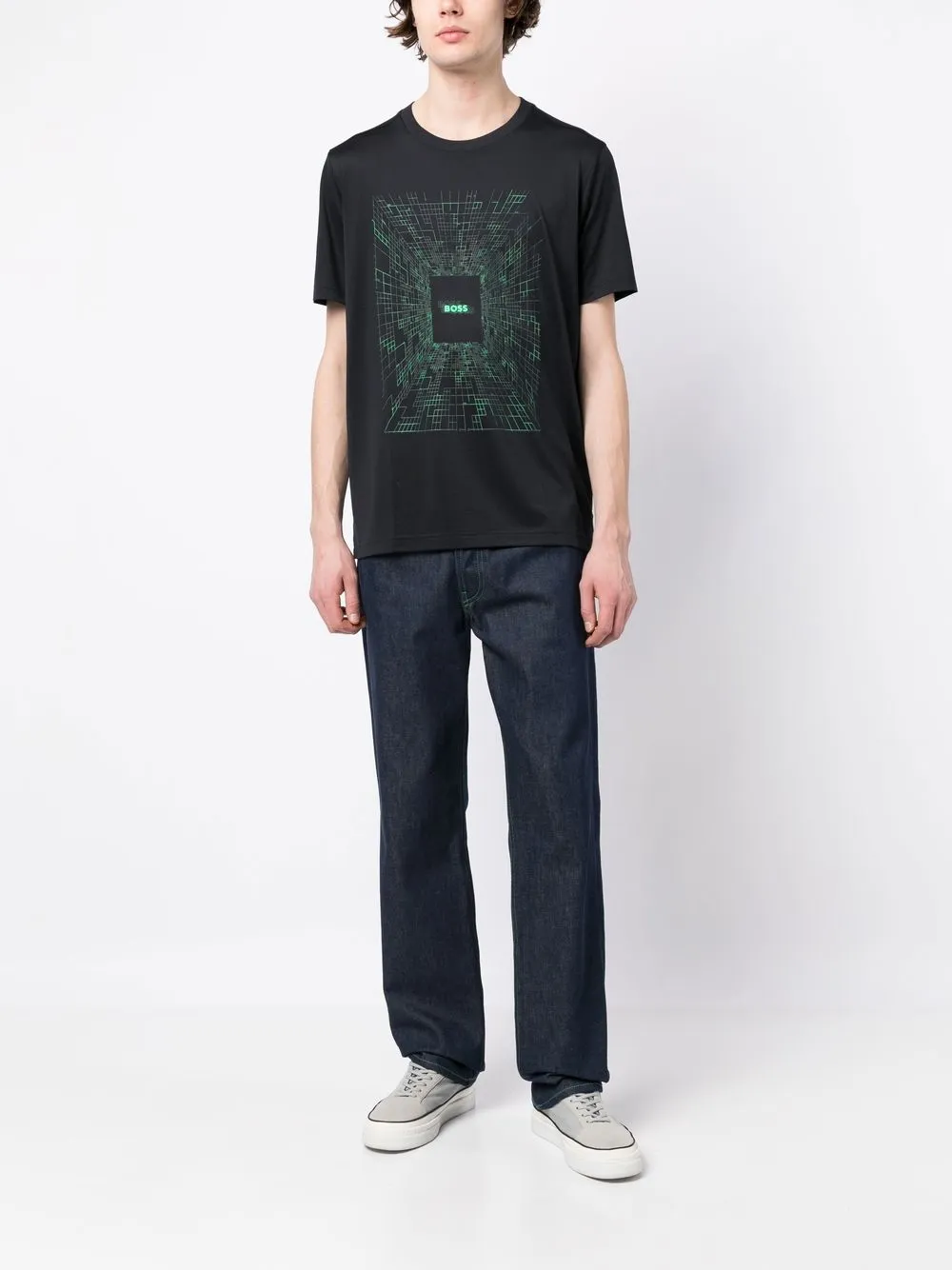BOSS T-shirt met logoprint - Zwart