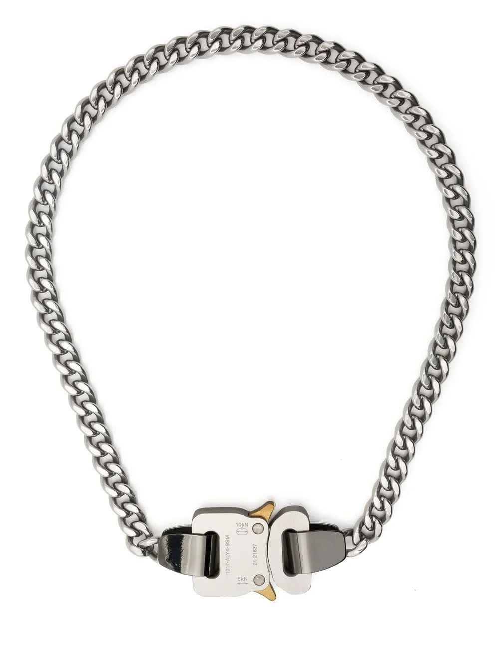 Shop Alyx Rollercoaster Buckle Curb Chain Necklace In Silver