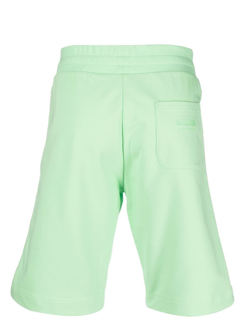 Shop Moschino Logo-panel Lounge Shorts In Green