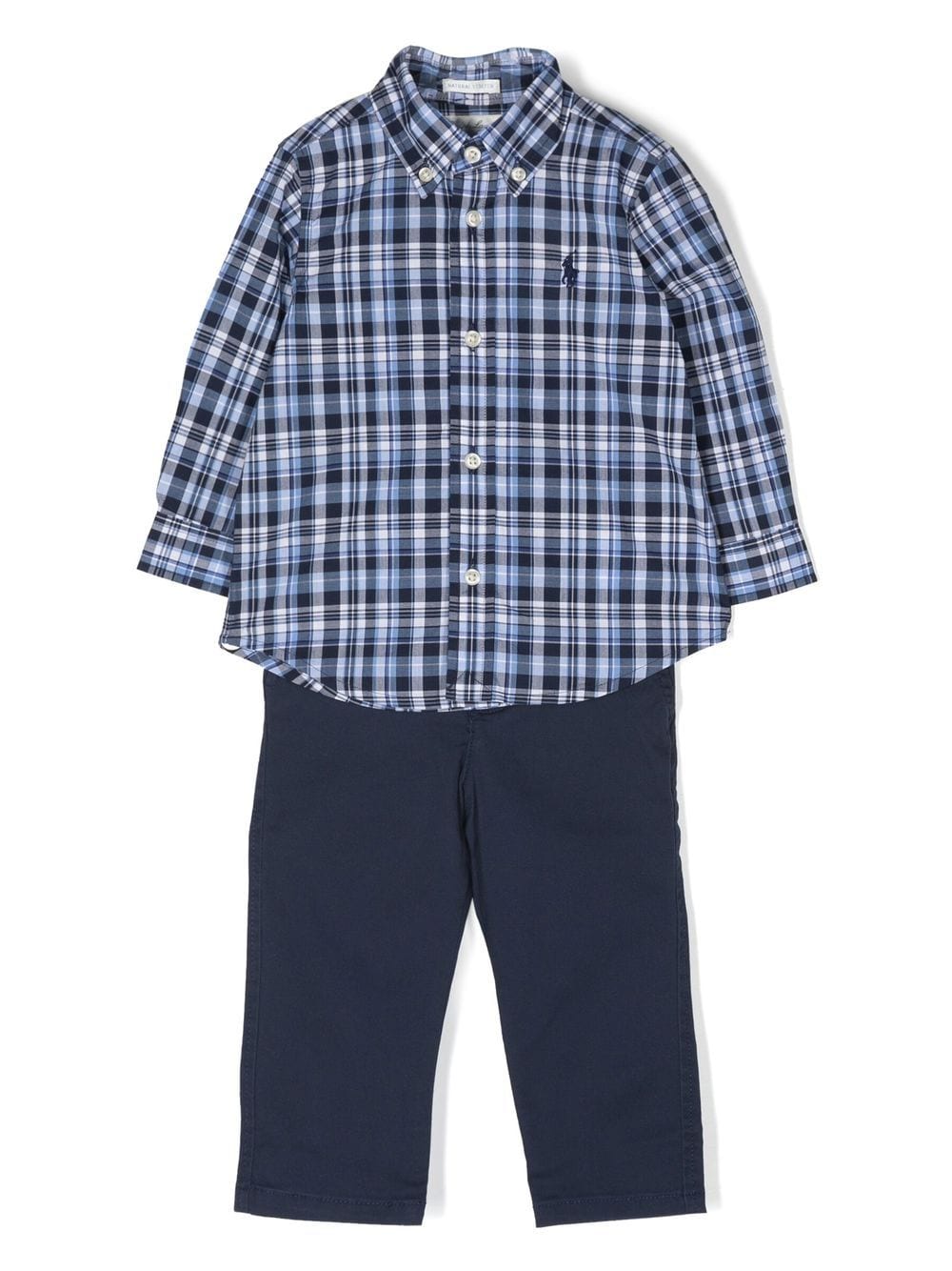 Ralph Lauren Kids' Boy's Plaid Shirt W/ Chino Pants Set In Navy Multi