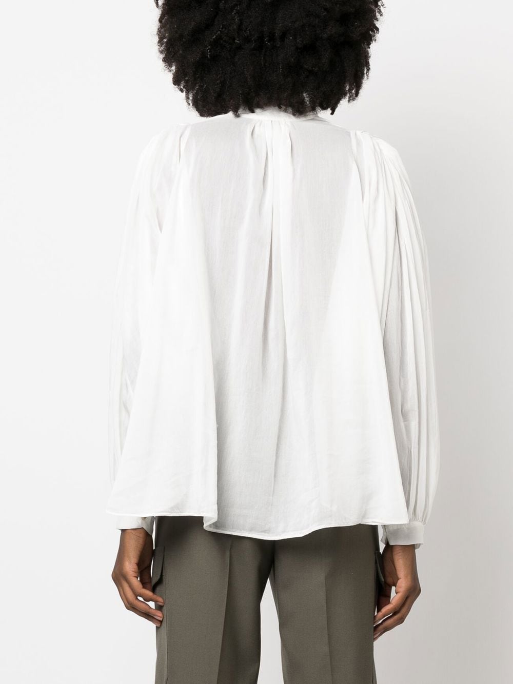 Shop Forte Forte V-neck Puff-sleeved Shirt In 白色
