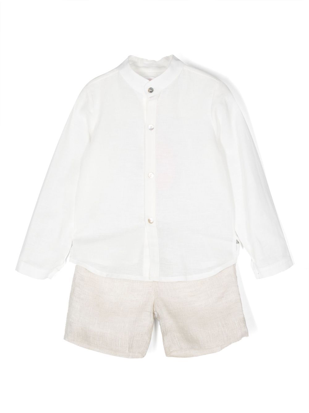 Shop Mimilù Three-piece Linen Shorts Suit In 白色