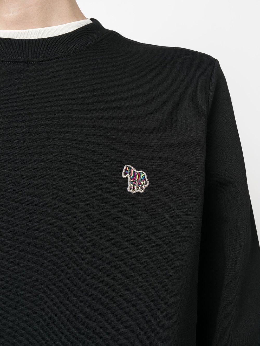 Shop Ps By Paul Smith Zebra-logo Organic Cotton Sweatshirt In Black