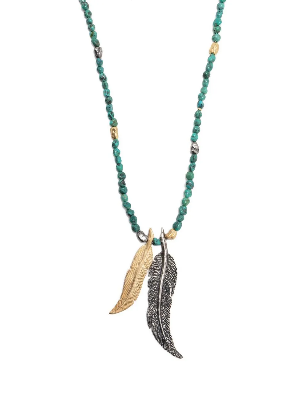 

M. Cohen feather-pendant beaded necklace - Green