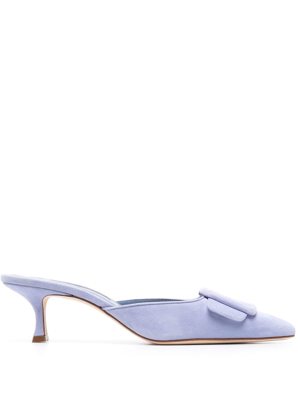 Manolo Blahnik Buckle-detail 65mm Suede Kitten Heels In Blue