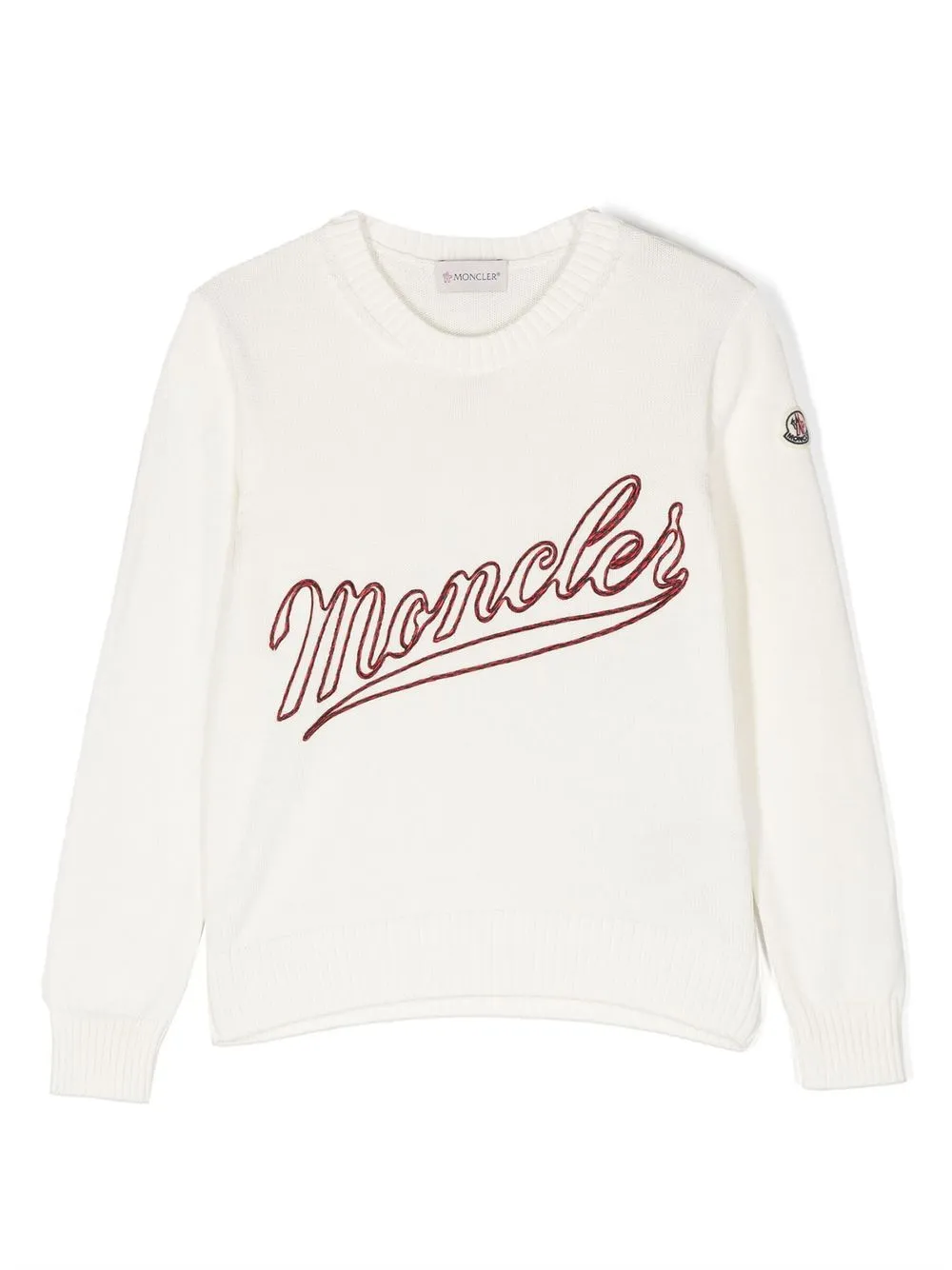 

Moncler Enfant embroidered-logo crew-neck jumper - Neutrals