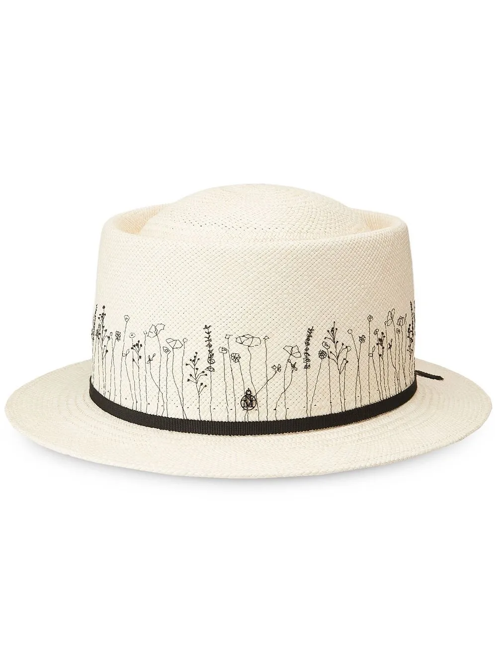 

Maison Michel embroidered straw hat - Neutrals