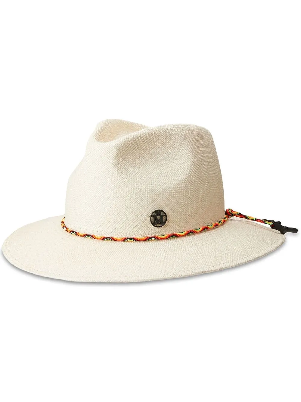 

Maison Michel Rico logo-plaque straw fedora hat - Neutrals