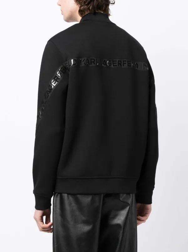 Karl Lagerfeld logo-print zip-up Bomber Jacket | Black