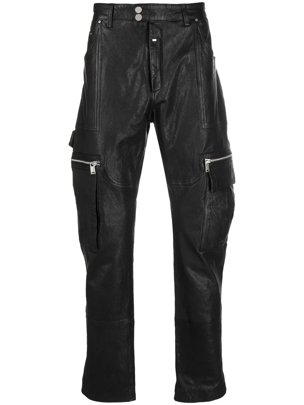 YOUNG POETS straight-leg leather cargo trousers - Black