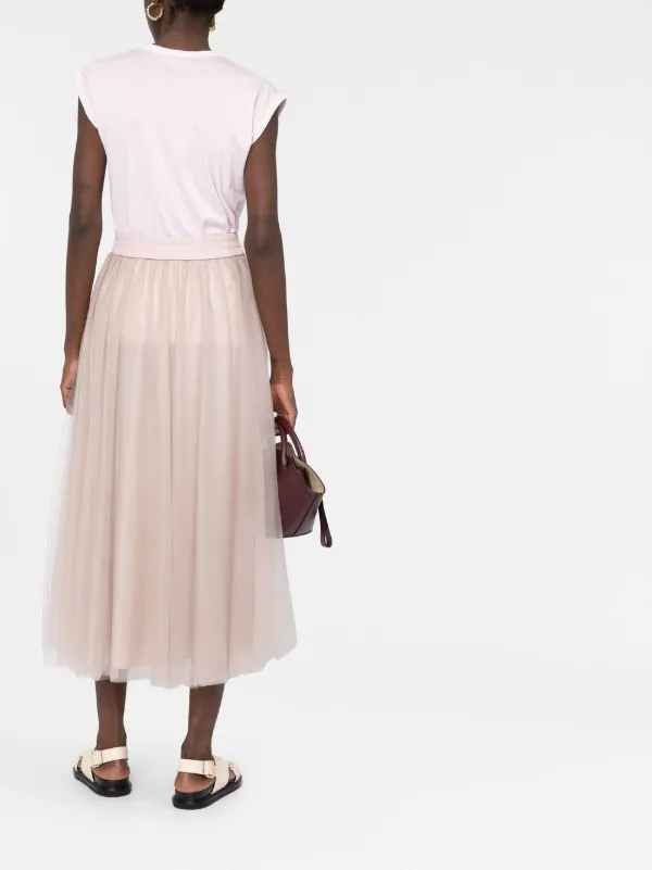 スカート FABIANA FILIPPI FW25 Wide tulle skirt (GND215F426 0157) Fabiana Filippi high-waisted Tulle Skirt | Neutrals | FARFETCH