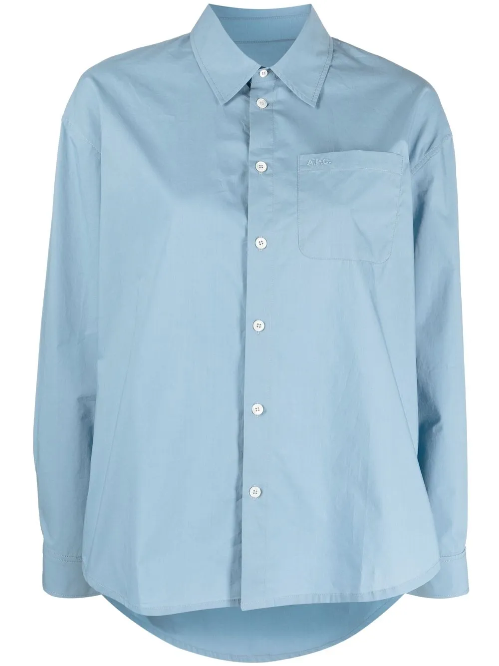 

A.P.C. camisa con logo bordado y hombros caídos - Azul