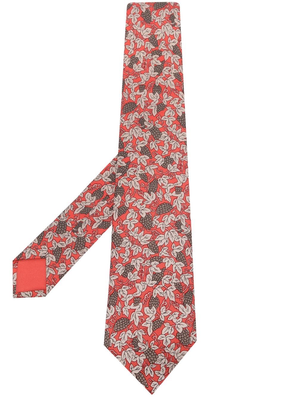 

Hermès 2000s pre-owned leaf-print silk tie - Red